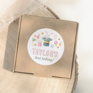 Pegatina Redonda Circo animal   Fiesta de cumpleaños del Carnaval d