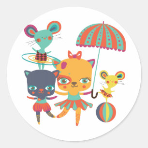 Pegatina Redonda Circo Cuties