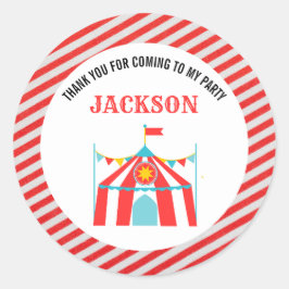 Pegatina Redonda Circo de Carnaval Cumpleaños