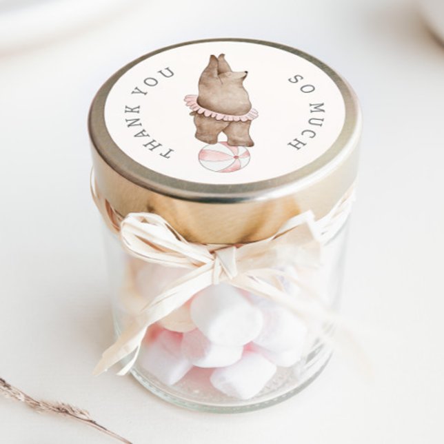 Pegatina Redonda Circo de oso moderno para niños | Chicas Favores d (Subido por el creador)