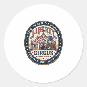 Pegatina Redonda Circo Liberty Patriótico Patriótico Ringmast de Ci
