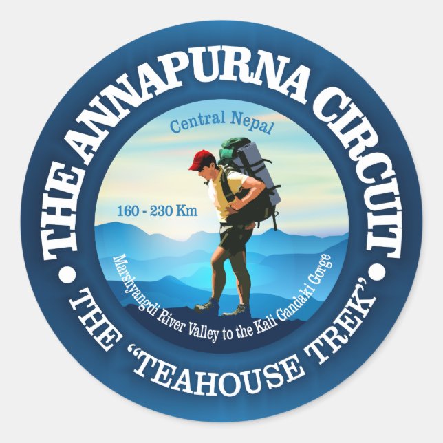 Pegatina Redonda Circuito de Annapurna (Anverso)
