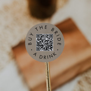 Pegatina Redonda Circular Código QR Chic Faux Kraft para Comprar un