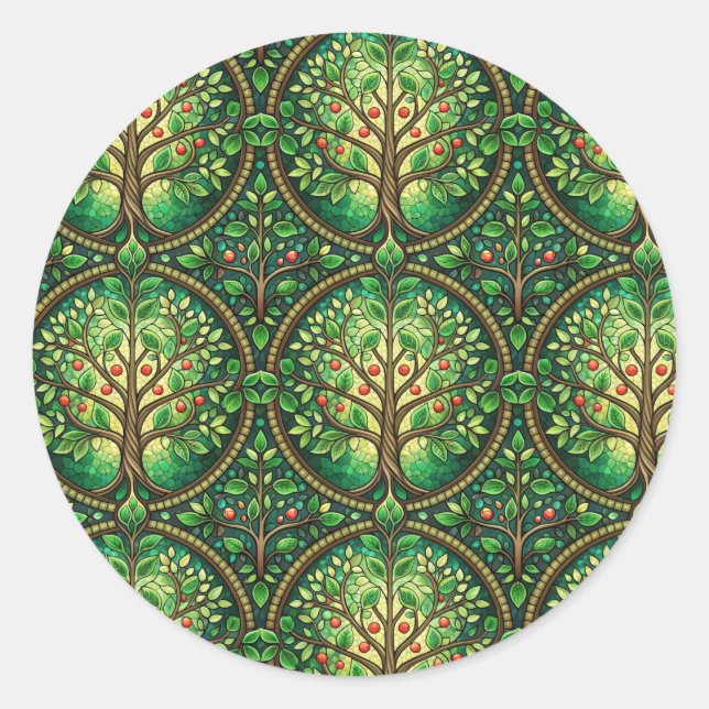 Pegatina Redonda Circular sticker design featuring a repeating  (Anverso)