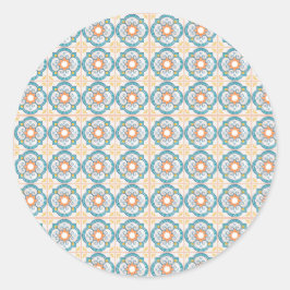 Pegatina Redonda Circular tile design featuring intricate floral 