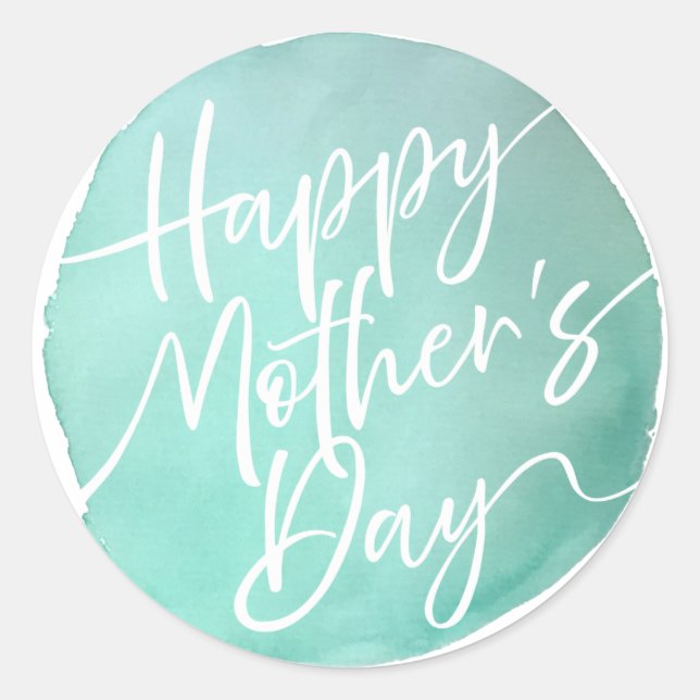 Pegatina Redonda Círculo acuarela simple Guión del Día de la Madre (Anverso)