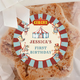 Pegatina Redonda Círculo Animales Carnaval Fiesta de Cumpleaños