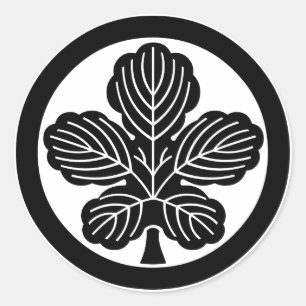 Pegatina Redonda Círculo con hoja de kajinoha