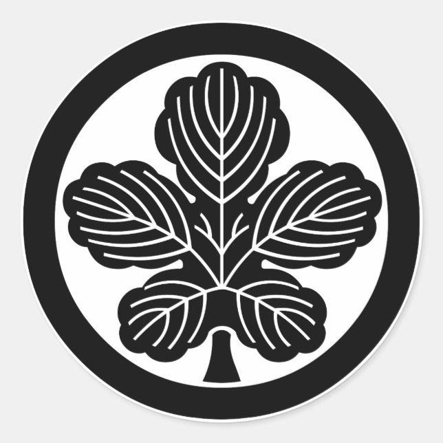 Pegatina Redonda Círculo con hoja de kajinoha (Anverso)