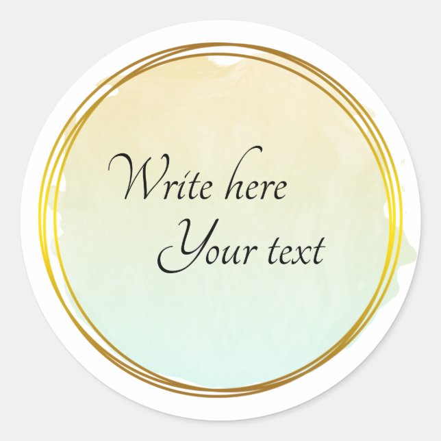 Pegatina Redonda Círculo de acuarela de lima verde elegante clásico (Anverso)