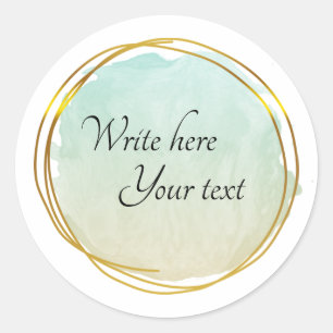 Pegatina Redonda Círculo de acuarela de lima verde elegante clásico