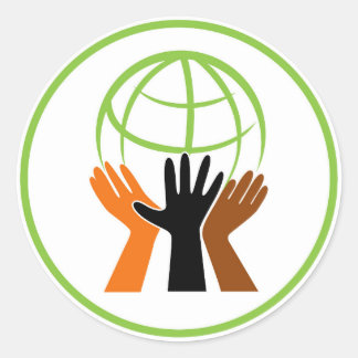 Pegatina Redonda Círculo de aldea comunitaria