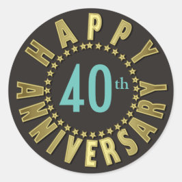 Pegatina Redonda Círculo de aniversario feliz de Stars Gold ID173