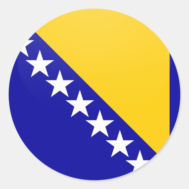 Pegatina Redonda Círculo de bandera de calidad de Bosnia y Herzegov (Anverso)