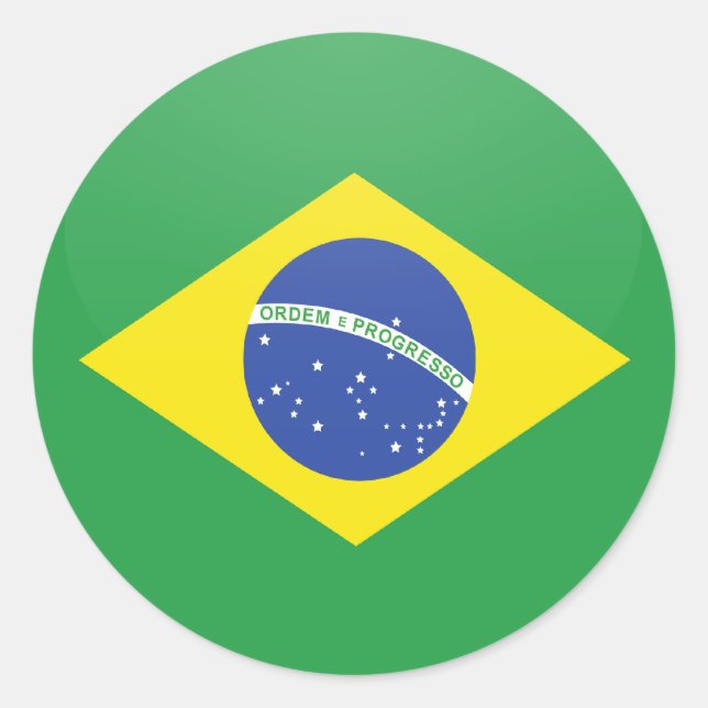 Pegatina Redonda Círculo de bandera de calidad de Brasil (Anverso)