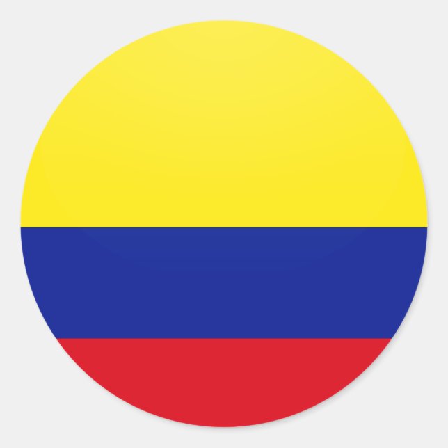 Pegatina Redonda Círculo de bandera de calidad de Colombia (Anverso)