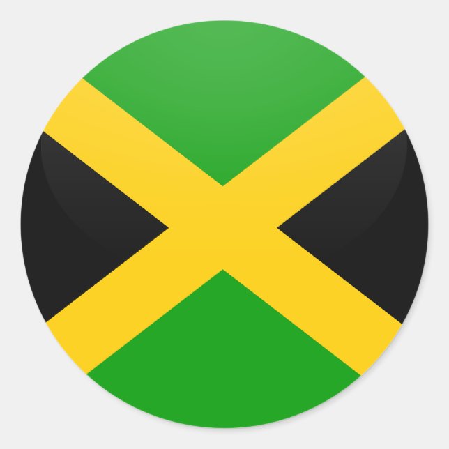 Pegatina Redonda Círculo de bandera de calidad de Jamaica (Anverso)