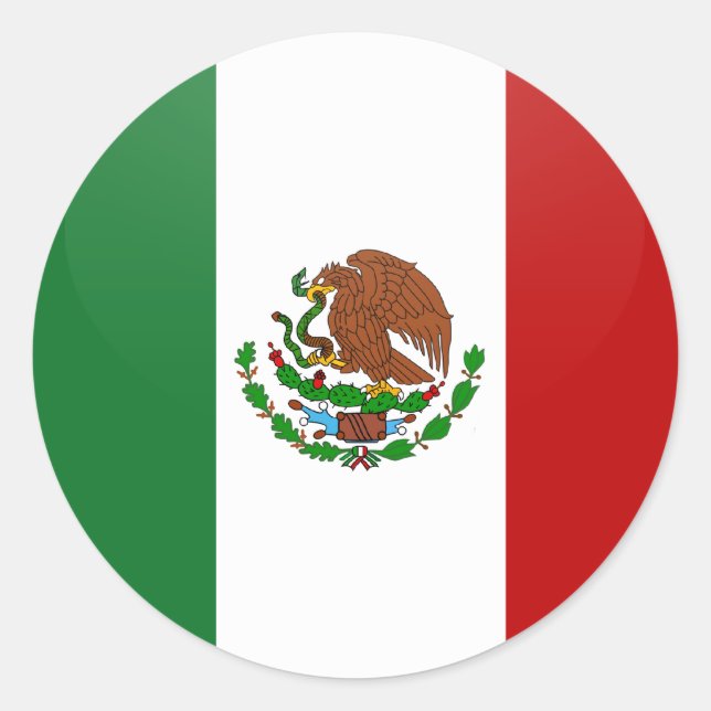 Pegatina Redonda Círculo de bandera de calidad de México (Anverso)