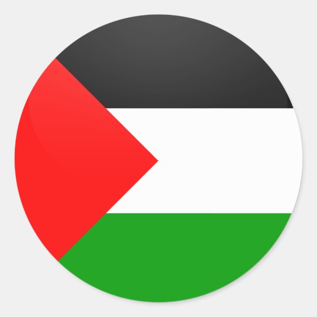 Pegatina Redonda Círculo de bandera de calidad de Palestina (Anverso)