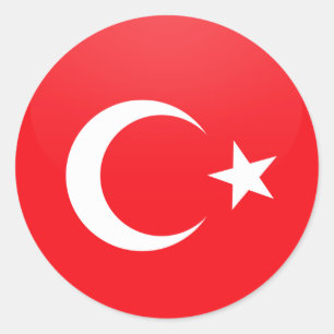 Pegatina Redonda Círculo de bandera de calidad de Turquía