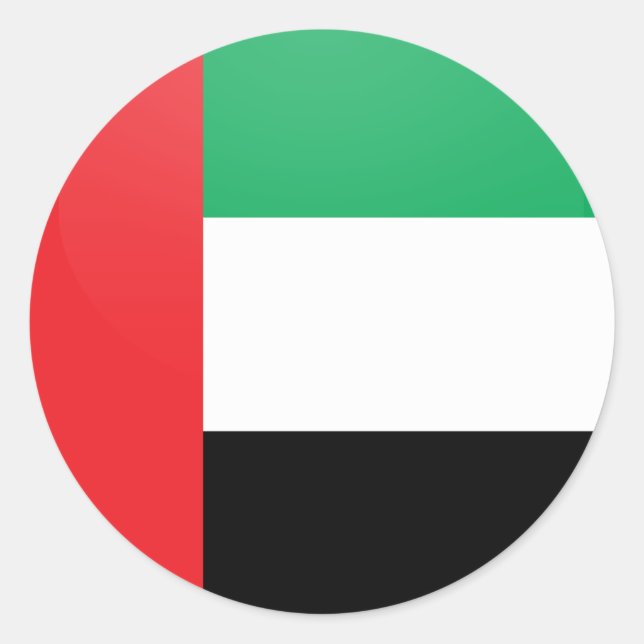 Pegatina Redonda Círculo de Bandera de Calidad de Uae (Anverso)