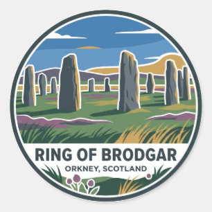 Pegatina Redonda Círculo de Brodgar Escocia
