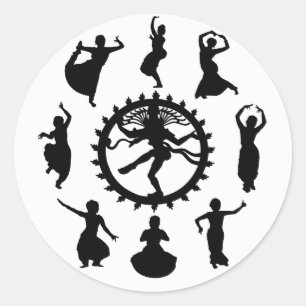 Pegatina Redonda Círculo de danza india