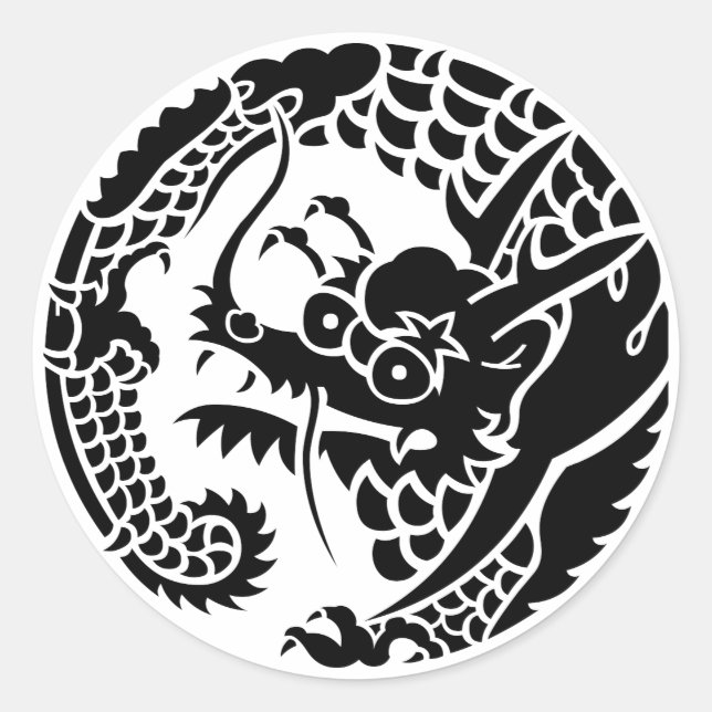 Pegatina Redonda Círculo de dragón de la secta Nichiren (Anverso)