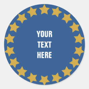 Pegatina Redonda Círculo de estrellas de oro personalizado texto y
