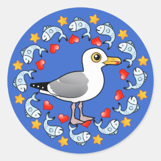 Pegatina Redonda Círculo de Gull del Amor