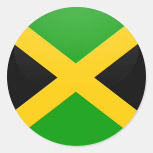 Pegatina Redonda Círculo de la bandera de la calidad de Jamaica