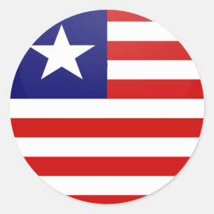 Pegatina Redonda Círculo de la bandera de la calidad de Liberia