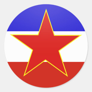 Pegatina Redonda Círculo de la bandera de la calidad de Yugoslavia