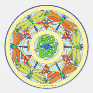 Pegatina Redonda círculo de la libélula