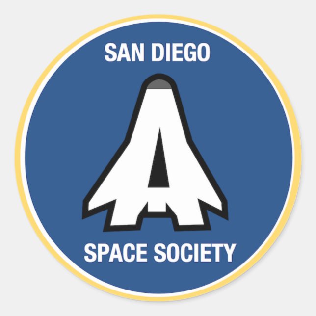 Pegatina Redonda Círculo de la Sociedad Espacial de San Diego (Anverso)