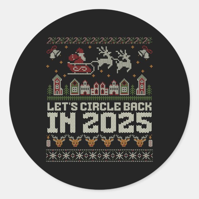 Pegatina Redonda Círculo de Navidades en 2025 (Anverso)