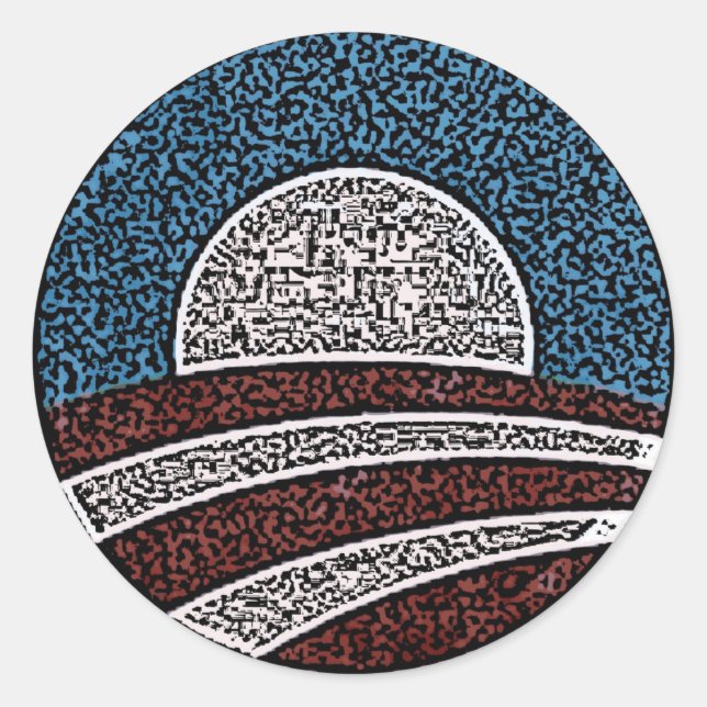 Pegatina Redonda Círculo de Obama (Anverso)