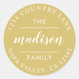 Pegatina Redonda Círculo de oro escritura a mano Crear tu propia di