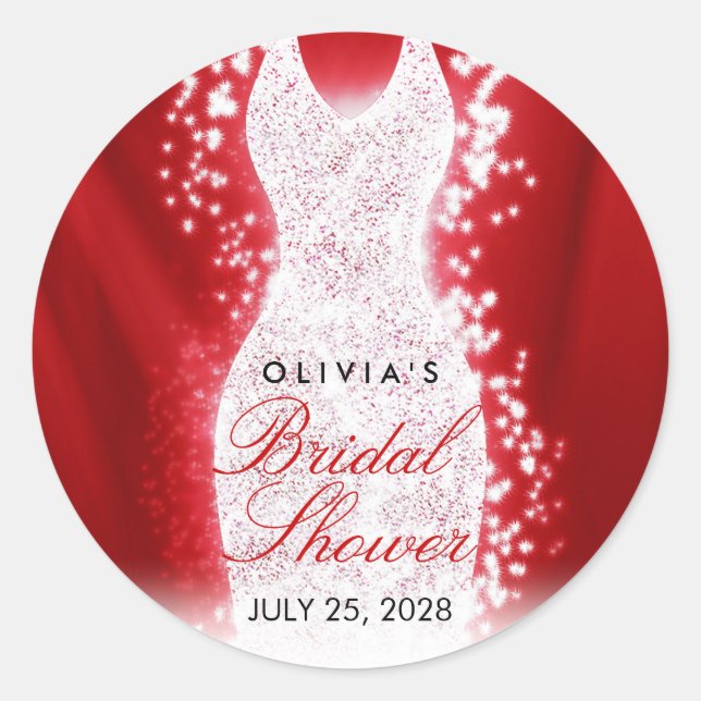 Pegatina Redonda Círculo de Pegatinas purpurina de ducha de novia p (Anverso)