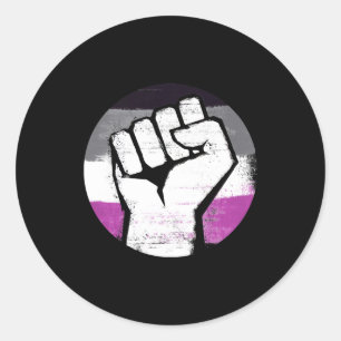 Pegatina Redonda Círculo de Puño Orgulloso Asexual Impreso