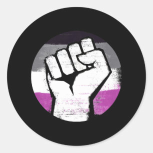 Pegatina Redonda Círculo de Puño Orgulloso Asexual Impreso