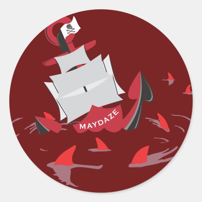 Pegatina Redonda círculo de tiburones maydaze (Anverso)