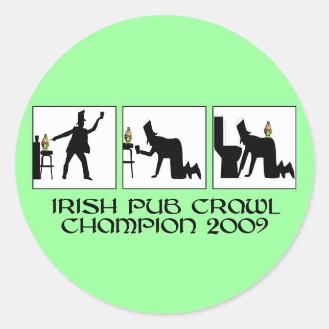 Pegatina Redonda Círculo divertido de pub irlandés (Anverso)