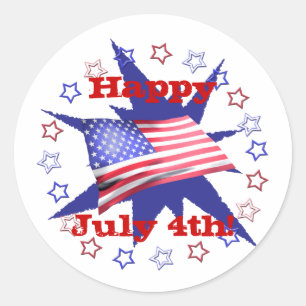 Pegatina Redonda Círculo estrella del Día de la Independencia