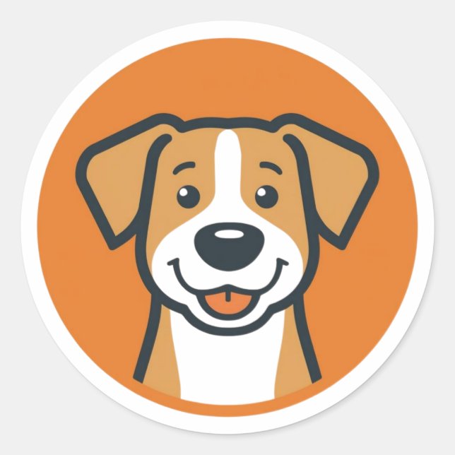 Pegatina Redonda Círculo Feliz Canino (Anverso)
