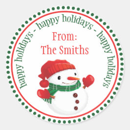 Pegatina Redonda Círculo feliz de moto de nieve