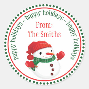 Pegatina Redonda Círculo feliz de moto de nieve