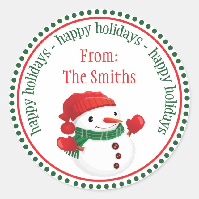 Pegatina Redonda Círculo feliz de moto de nieve (Anverso)