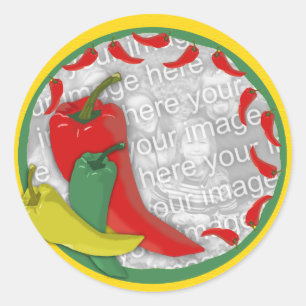 Pegatina Redonda Círculo Frame2 del grupo de la pimienta de chile