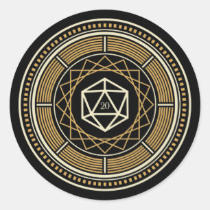 Pegatina Redonda Círculo geométrico D20 Dice Tabletop RPG